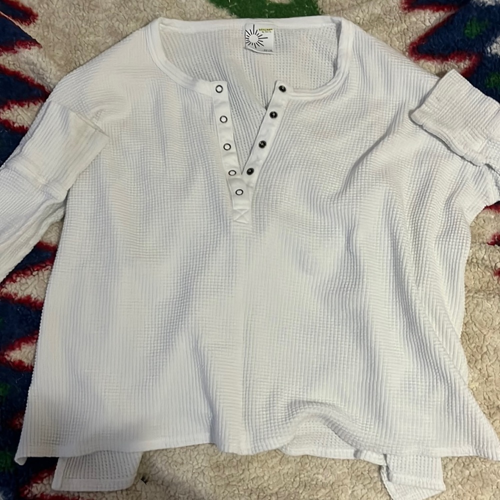 White long sleeve button top